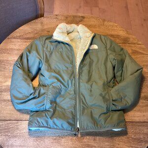 Green North Face Reversible Puffer Jacket